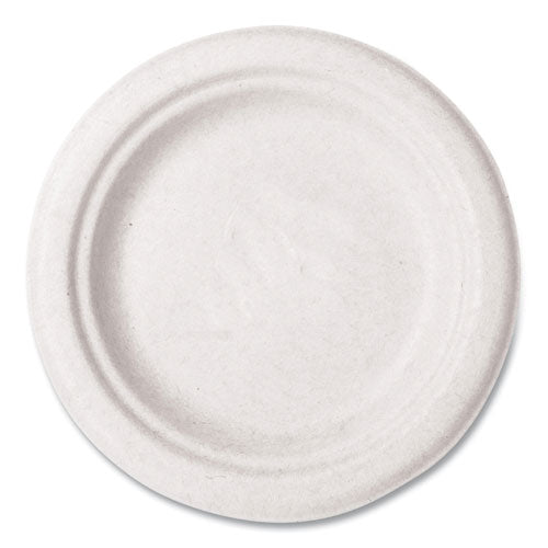Image of Vegware Nourish Molded Fiber Tableware, Compostable, Plate, Sugarcane, 6" dia, White, 1,000/Carton