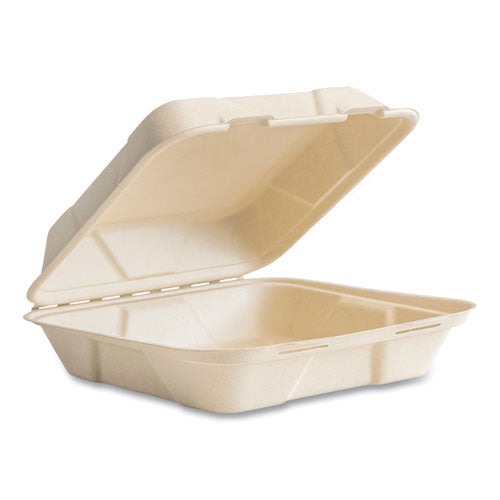 Image of Vegware Nourish Molded Fiber Takeout Container, Compostable, 9 x 10 x 2, Natural, Sugarcane, 200/Carton