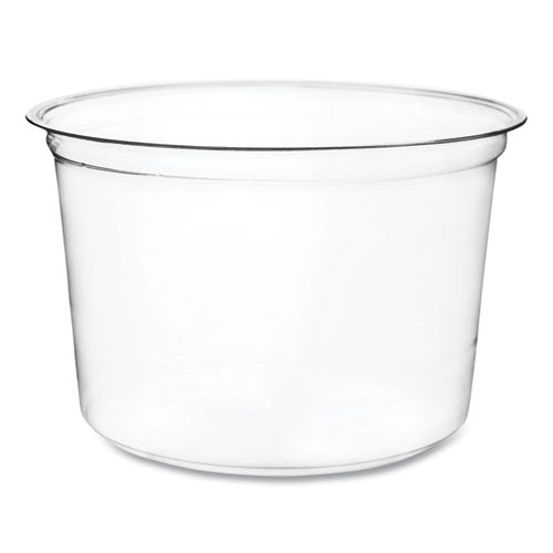 Image of Vegware Round Deli Pots, Compostable, 16 oz, 4.6 Diameter x 3" h, Clear, Plastic, 500/Carton