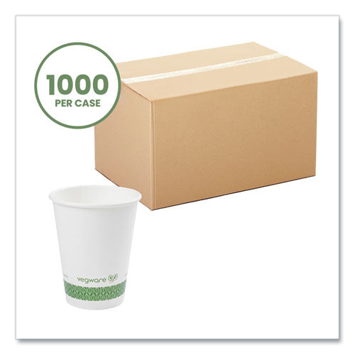 Image of Vegware 89-Series Hot Cup, 12 oz, Paper, White/Green, 1,000/Carton