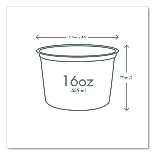 Image of Vegware Round Deli Pots, Compostable, 16 oz, 4.6 Diameter x 3" h, Clear, Plastic, 500/Carton