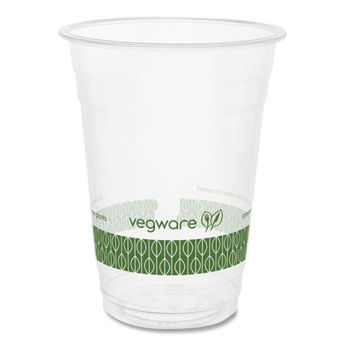 Image of Vegware 96-Series Cold Cup, 16 oz, Plastic, Clear/Green, 1,000/Carton