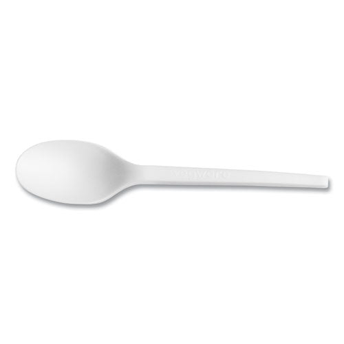 Image of Vegware White CPLA Cutlery, General Purpose Spoon, Plastic, 1,000/Carton