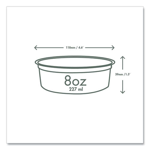 Image of Vegware Round Deli Pots, Compostable, 8 oz, 4.6" Diameter x 1.5" h, Clear, Plastic, 500/Carton