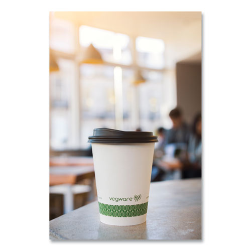 Image of Vegware 89-Series Hot Cup, 12 oz, Paper, White/Green, 1,000/Carton