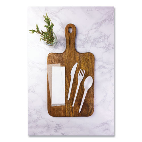 Image of Vegware Cutlery Kits, Compostable, General Purpose, Fork/Knife/Napkin/Spoon, Plastic, White, 250/Carton