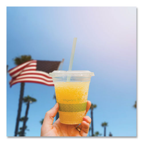 Image of Vegware 96 Series Cold Cup Lids, Fits Vegware 96-Series Cold Cups, Plastic, Clear, 1,000/Carton