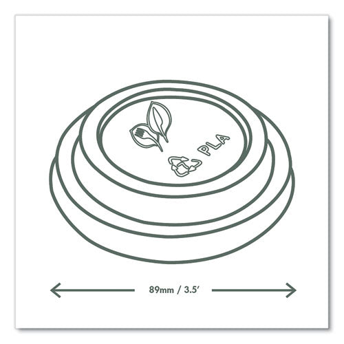 Image of Vegware 89 Series Hot Cup Lids, Fits Vegware 89-Series Hot Cups, Plastic, White, 1,000/Carton