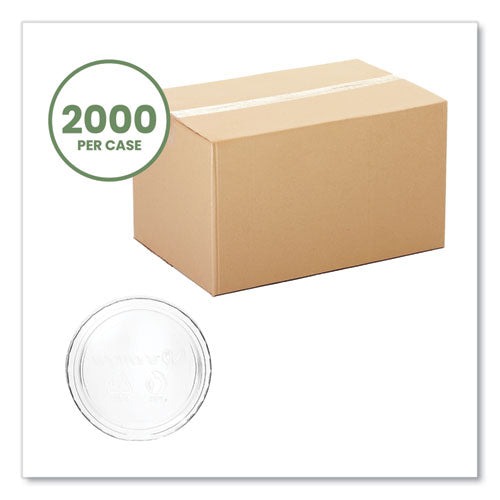 Image of Vegware Portion Pot Lids, Fits Vegware 2 oz to 4 oz Portion Pots, Plastic, Clear, 2,000/Carton
