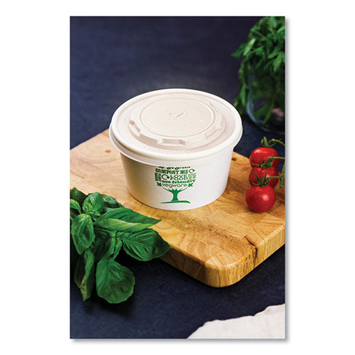 Image of Vegware 115-Series Flat Hot Lids, Compostable, For Use With 115-Series Soup Containers, White, Plastic, 500/Carton