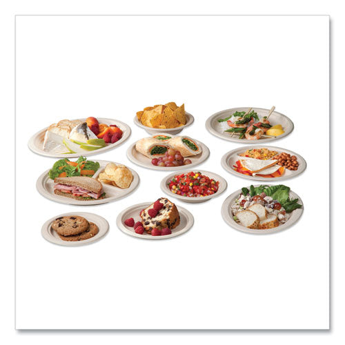 Image of Vegware Nourish Molded Fiber Tableware, Compostable, Plate, Sugarcane, 6" dia, White, 1,000/Carton