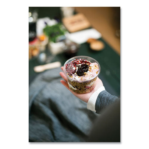 Image of Vegware Round Deli Pot Lids, Compostable, For 8 oz to 32 oz Deli Containers, Clear, Plastic, 500/Carton
