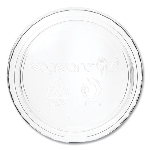 Image of Vegware Portion Pot Lids, Fits Vegware 2 oz to 4 oz Portion Pots, Plastic, Clear, 2,000/Carton