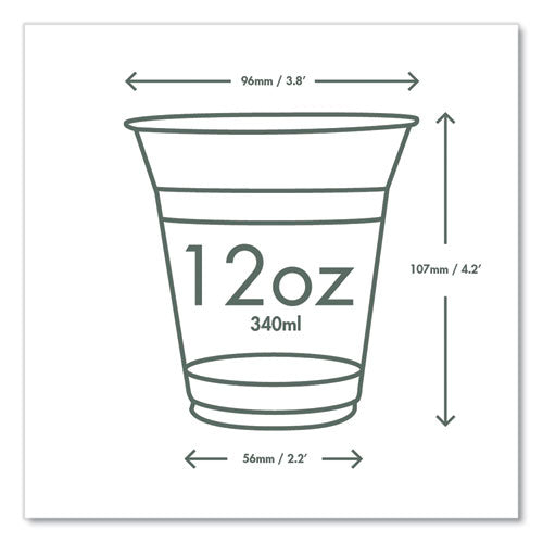Image of Vegware 96-Series Cold Cup, 12 oz, Plastic, Clear/Green, 1,000/Carton