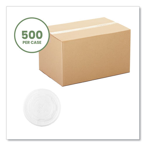 Image of Vegware 115-Series Flat Hot Lids, Compostable, For Use With 115-Series Soup Containers, White, Plastic, 500/Carton