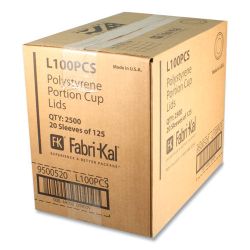 Image of Fabri-Kal® Portion Cup Lids, Fits 1 oz Squat Portion Cups, Plastic, Clear, 125/Sleeve, 20 Sleeves/Carton