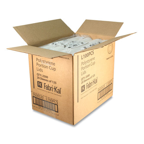 Image of Fabri-Kal® Portion Cup Lids, Fits 1 oz Squat Portion Cups, Plastic, Clear, 125/Sleeve, 20 Sleeves/Carton
