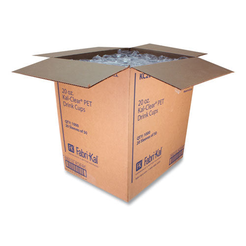 Image of Fabri-Kal® Kal-Clear PET Cold Drink Cups, 20 oz, Plastic, Clear, 50/Bag, 20 Bags/Carton