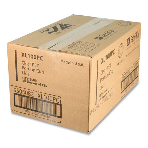 Image of Fabri-Kal® Portion Cup Lids, Fits 0.75 oz to 1 oz Portion Cups, Plastic, Clear, 2,500/Carton