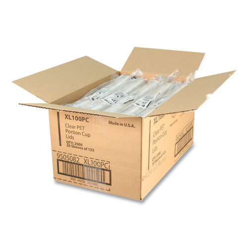 Image of Fabri-Kal® Portion Cup Lids, Fits 0.75 oz to 1 oz Portion Cups, Plastic, Clear, 2,500/Carton