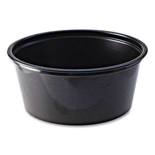 Image of Fabri-Kal® Portion Cups, 3.25 oz, Plastic, Black, 125/Sleeve, 20 Sleeves/Carton