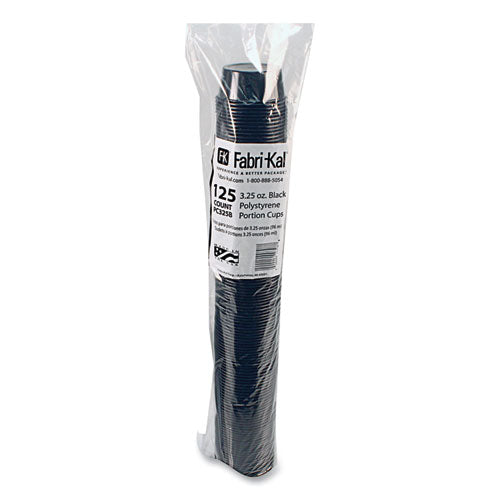 Image of Fabri-Kal® Portion Cups, 3.25 oz, Plastic, Black, 125/Sleeve, 20 Sleeves/Carton