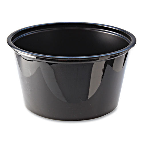 Image of Fabri-Kal® Portion Cups, 4 oz, Plastic, Black, 125/Sleeve, 20 Sleeves/Carton