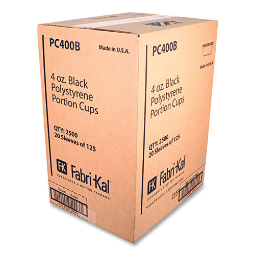 Image of Fabri-Kal® Portion Cups, 4 oz, Plastic, Black, 125/Sleeve, 20 Sleeves/Carton