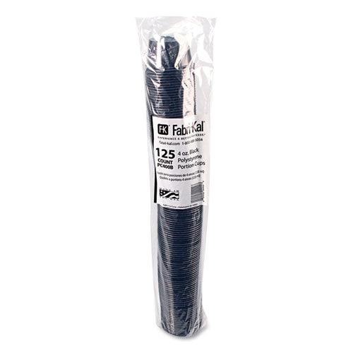 Image of Fabri-Kal® Portion Cups, 4 oz, Plastic, Black, 125/Sleeve, 20 Sleeves/Carton