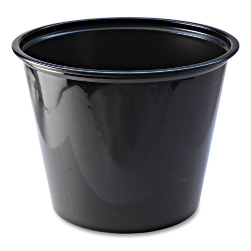 Image of Fabri-Kal® Portion Cups, 5.5 oz, Plastic, Black, 125/Sleeve, 20 Sleeves/Carton