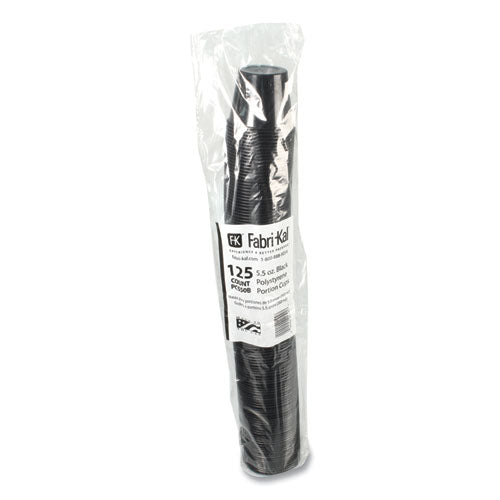 Image of Fabri-Kal® Portion Cups, 5.5 oz, Plastic, Black, 125/Sleeve, 20 Sleeves/Carton