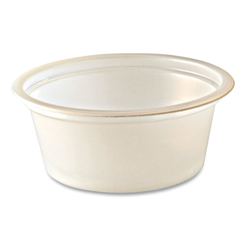 Image of Fabri-Kal® Portion Cups, Squat, 1 oz, Plastic, Translucent, 125/Sleeve, 20 Sleeve/Carton
