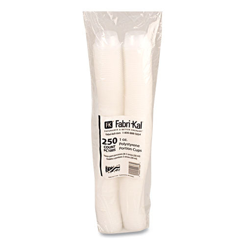 Image of Fabri-Kal® Portion Cups, Squat, 1 oz, Plastic, Translucent, 125/Sleeve, 20 Sleeve/Carton