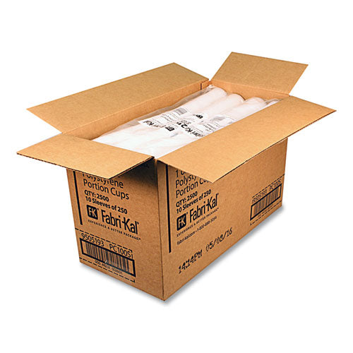 Image of Fabri-Kal® Portion Cups, Squat, 1 oz, Plastic, Translucent, 125/Sleeve, 20 Sleeve/Carton