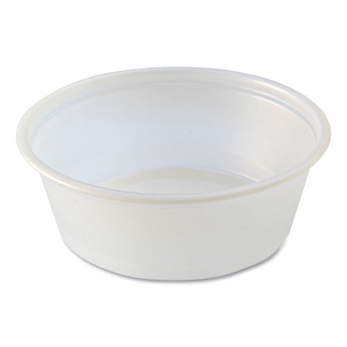 Image of Fabri-Kal® Portion Cups, Squat, 1.5 oz, Plastic, Translucent, 125/Sleeve, 20 Sleeve/Carton