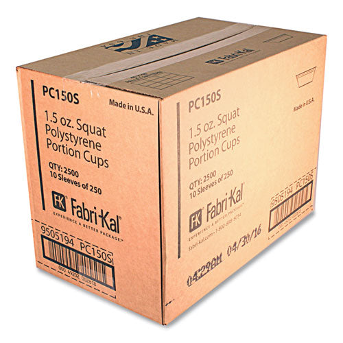 Image of Fabri-Kal® Portion Cups, Squat, 1.5 oz, Plastic, Translucent, 125/Sleeve, 20 Sleeve/Carton