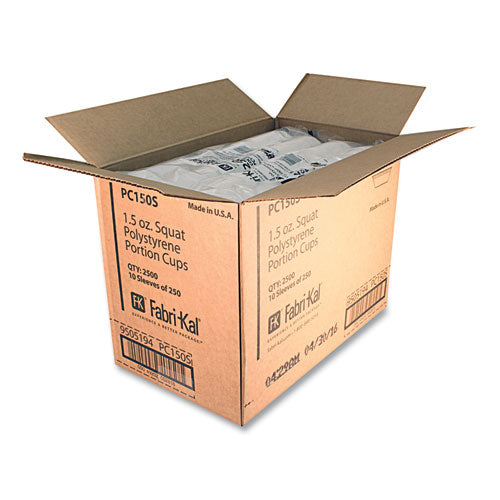 Image of Fabri-Kal® Portion Cups, Squat, 1.5 oz, Plastic, Translucent, 125/Sleeve, 20 Sleeve/Carton