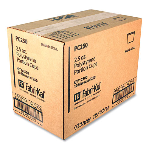 Image of Fabri-Kal® Portion Cups, 2.5 oz, Plastic, Translucent, 125/Sleeve, 20 Sleeve/Carton