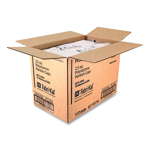 Image of Fabri-Kal® Portion Cups, 2.5 oz, Plastic, Translucent, 125/Sleeve, 20 Sleeve/Carton