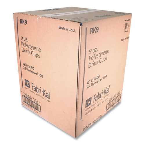 Image of Fabri-Kal® RK Ribbed Cold Drink Cups, 9 oz, Plastic, Clear, 100/Sleeve, 25 Sleeves/Carton