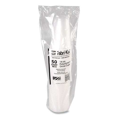 Image of Fabri-Kal® RK Ribbed Cold Drink Cups, 14 oz, Plastic, Clear, 50/Sleeve, 20 Sleeves/Carton
