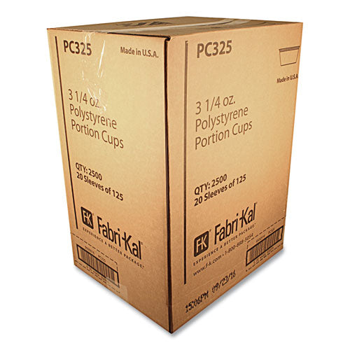 Image of Fabri-Kal® Portion Cups, 3.25 oz, Plastic, Translucent, 125/Sleeve, 20 Sleeve/Carton