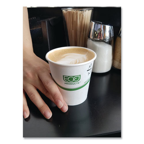 Image of Eco-Products® GreenStripe Renewable and Compostable Hot Cups, 12 oz, Paper, White/Green, 50/Pack, 20 Packs/Carton