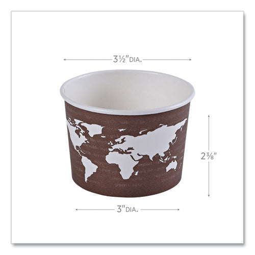 Image of Eco-Products® World Art Renewable and Compostable Food Container, 8 oz, 3.04" Diameter x 2.3" h, Brown, Paper, 50/Pack, 20 Packs/Carton