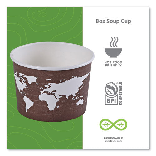 Image of Eco-Products® World Art Renewable and Compostable Food Container, 8 oz, 3.04" Diameter x 2.3" h, Brown, Paper, 50/Pack, 20 Packs/Carton