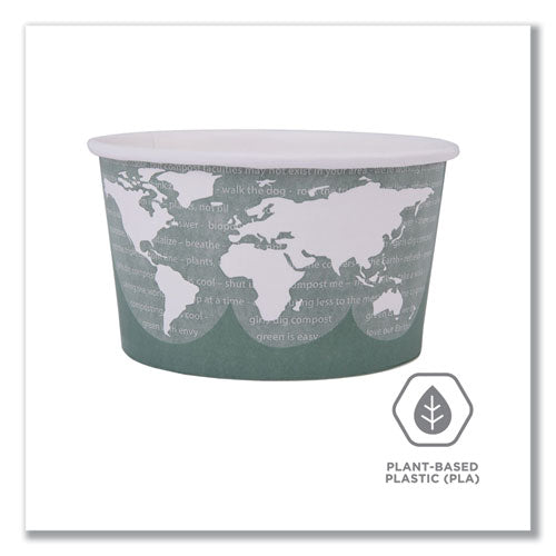 Image of Eco-Products® World Art Renewable and Compostable Food Container, 12 oz, 4.05" Diameter x 2.5" h, Green, Paper, 25/Pack, 20 Packs/Carton