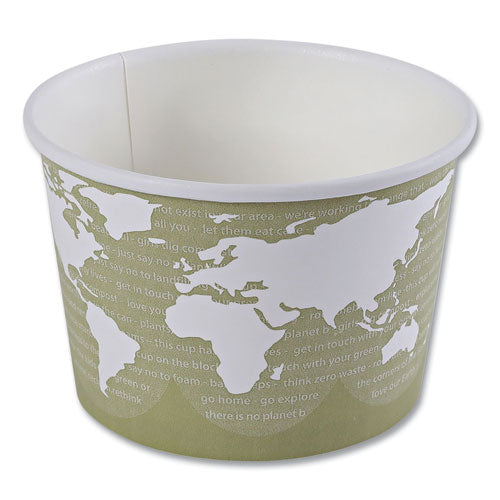 Image of Eco-Products® World Art Renewable and Compostable Food Container, 16 oz, 4.05" Diameter x 3" h, Seafoam, Paper, 25/Pack, 20 Packs/Carton