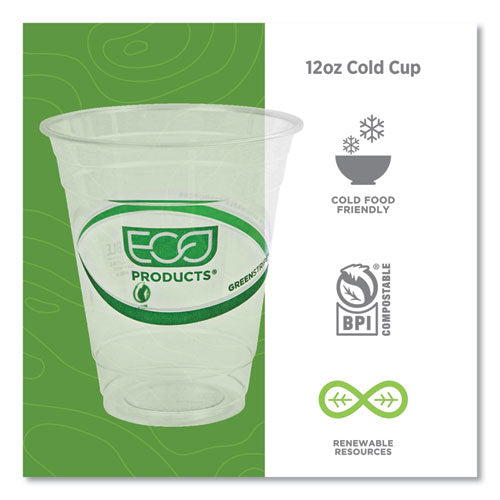 Image of Eco-Products® GreenStripe Renewable and Compostable Cold Cups, 12 oz, Plastic, Clear, 50/Pack, 20 Packs/Carton
