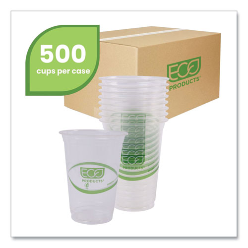Image of Eco-Products® GreenStripe Renewable and Compostable Cold Cups, 16 oz, Plastic, Clear, 50/Pack, 20 Packs/Carton
