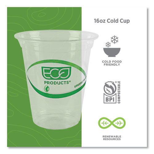 Image of Eco-Products® GreenStripe Renewable and Compostable Cold Cups, 16 oz, Plastic, Clear, 50/Pack, 20 Packs/Carton